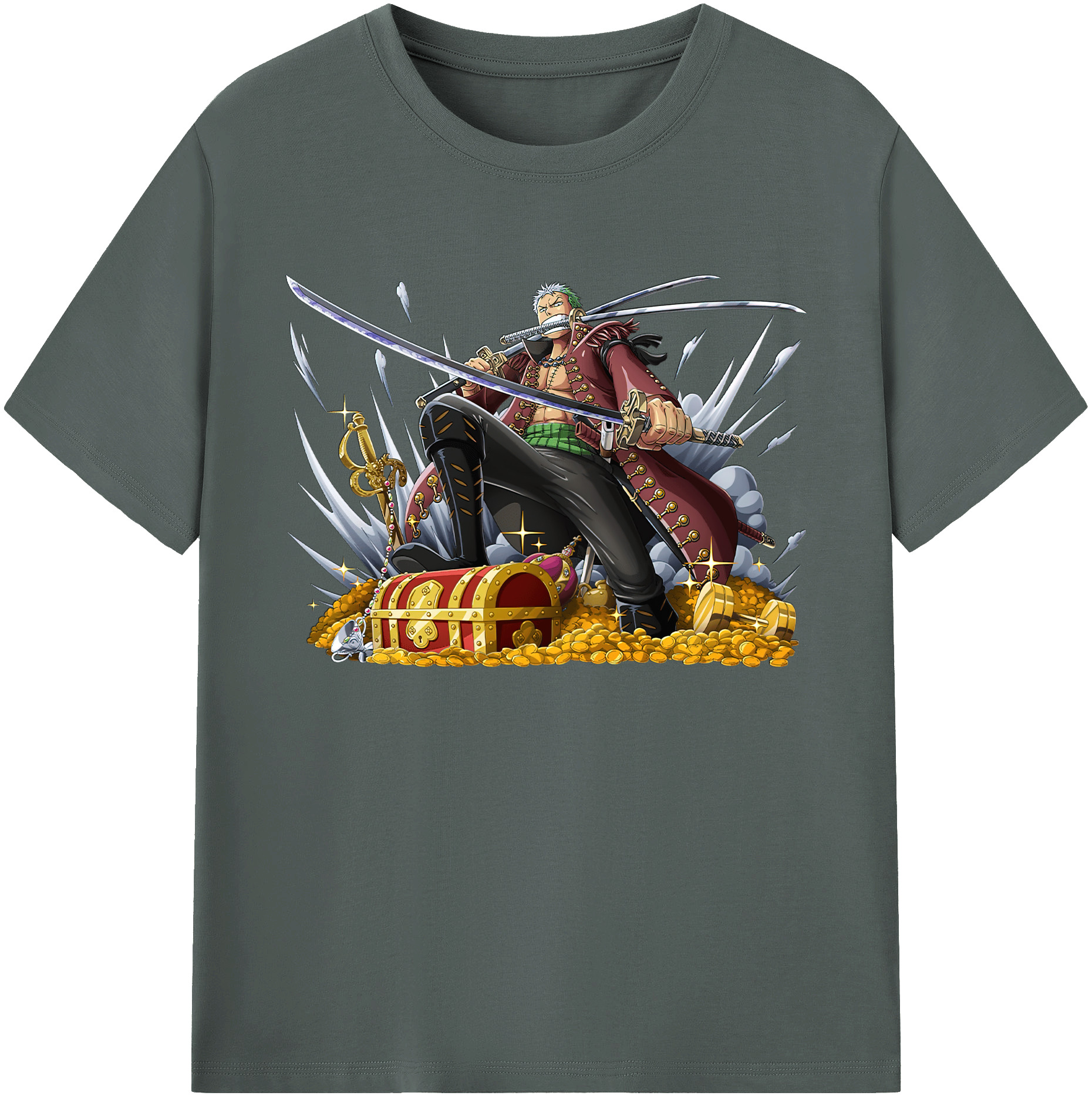 ワンピース ロロノア・ゾロ ONE PIECE Roronoa Zoro 綿100％ メンズ半袖Tシャツ｜肌触りやわらか＆通気性